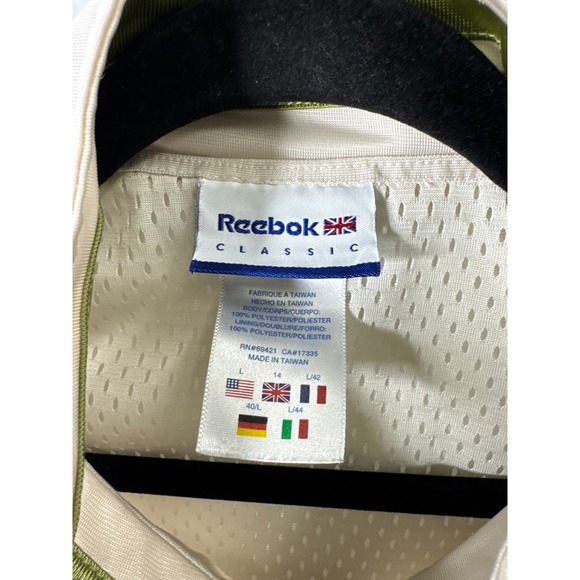 Reebok Classic Track Jacket Cream Green Athletic Sportswear Sz L - Picture 4 of 6